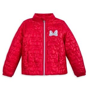 Gently Used Minnie Mouse Red Quilted Girls Jacket with Bow Accent - Disney
